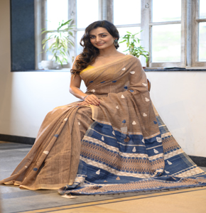 Light Brown Kesa Paat & Eri Silk Saree