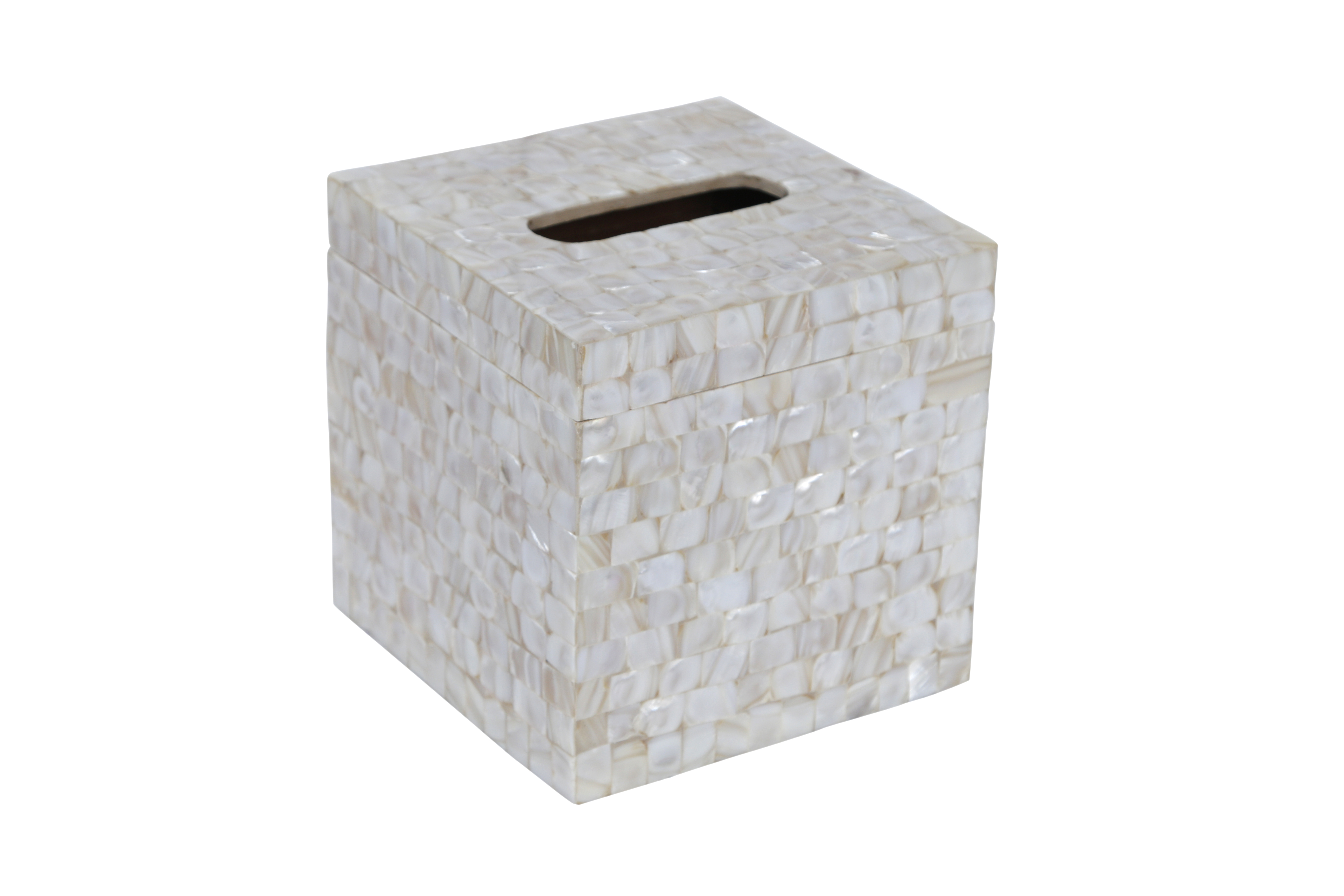 Opulent Homes White Mother of Pearl Tissue Box 666 - 1pc