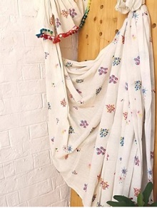 Over all Multi coloured Embroidery Cotton Gauze Saree
