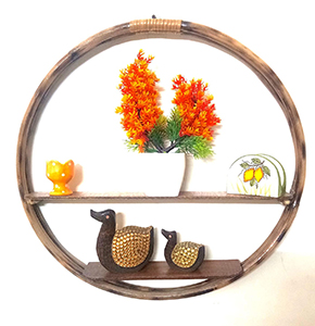Cane Wall Unit Round Two Racks Wall Display Shelves