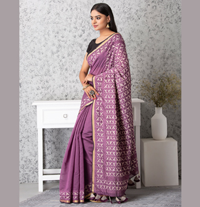 Ball motif Applique Saree, Violet
