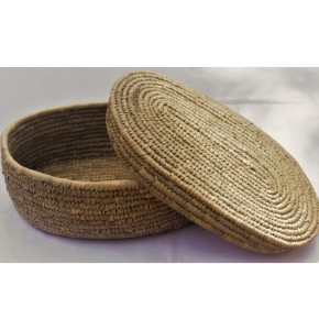 Handcrafted Sabai Grass & Date Palm Leaf Woven Storage Basket with Cork…