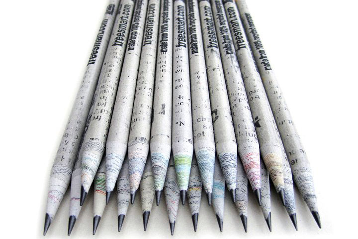 Handmade Newspaper Pencils