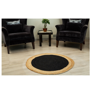 Best Quality Jute and Black colour Round Rug