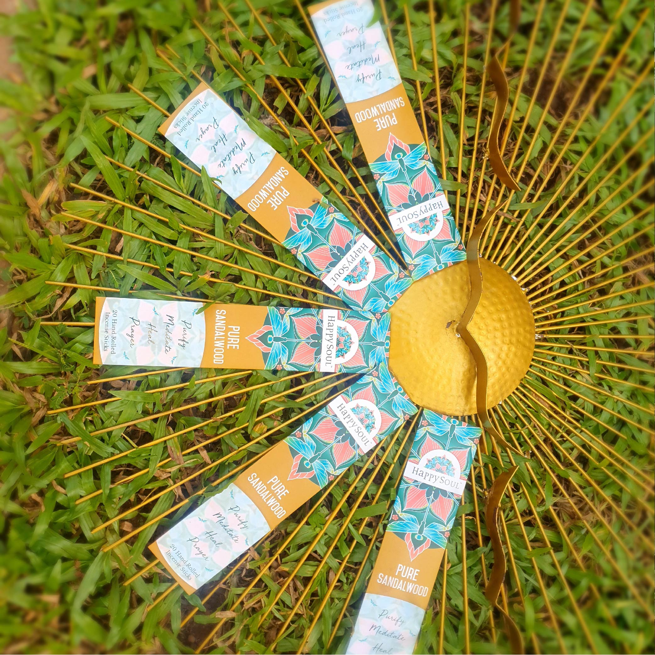 HAPPY SOUL Pure Sandalwood Incense Sticks Agarbatti : Purify, Meditate, Heal, Prayer