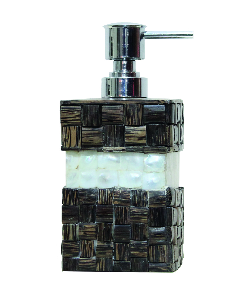 Taadi Wood & White Mother of Pearl Band Liquid Soap Dispenser