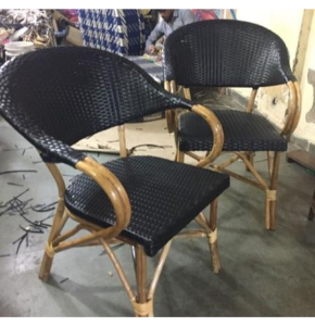 Home decor Attractive Cane and Plastic Black Cafe Chairs
