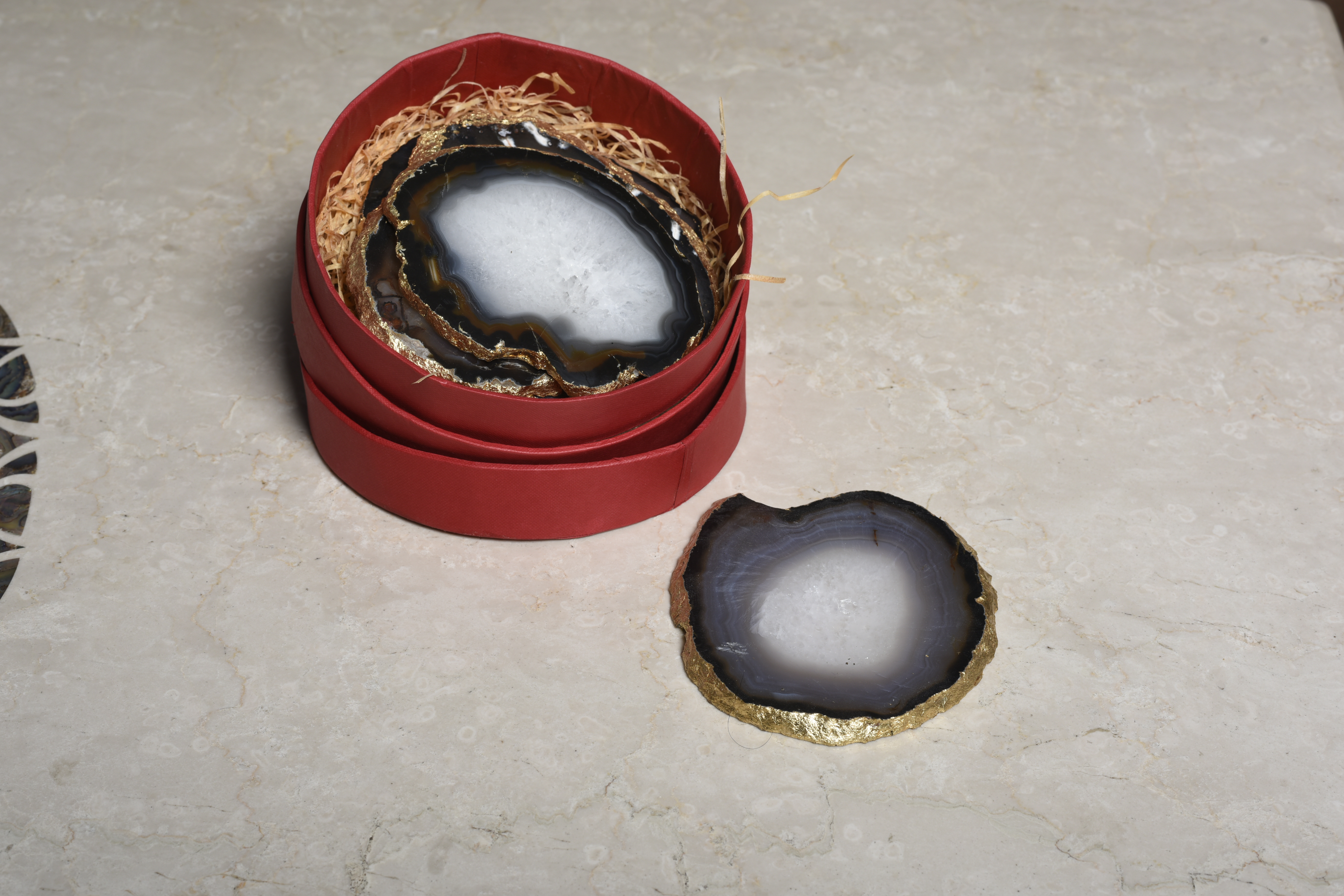Opulent Brown Agate Stone Drink Coasters (Set of 4)
