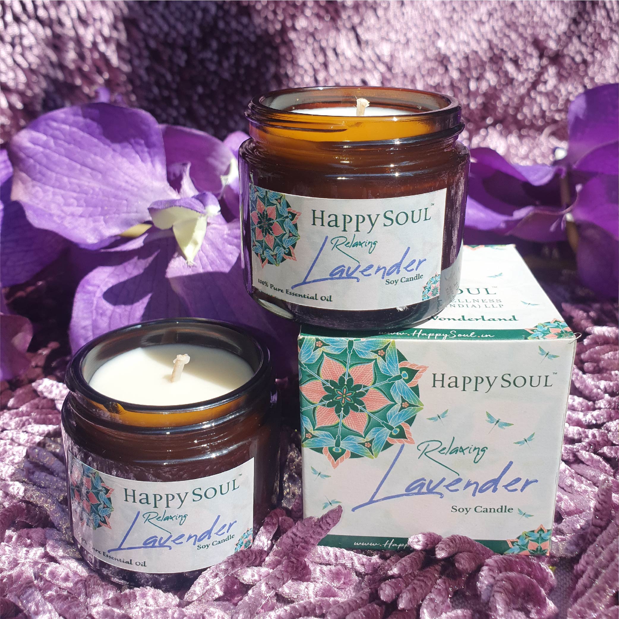 Happy Soul Relaxing Lavender 100% Essential Oil Soy Wax Candle