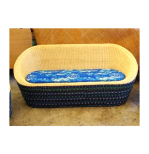 Three Seater Light Blue And Yellow Sofa