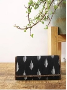 Handcrafted Vegan Cork Leather Ikat Weave Purse & Card Holder