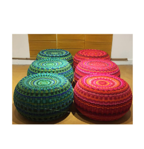 Attractive Home Decor Eco-Friendly Multicolour Round Pouffe