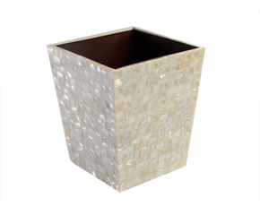 Opulent Homes White Mother of pearl Dustbin - 1pc