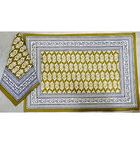 Block Printed Pure Cotton Washable longlasting Dining Table mats and Napkins 12 pc