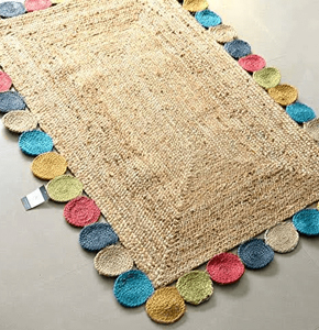 Rectangle Shape Jute and colourful Jute Round At The Corner