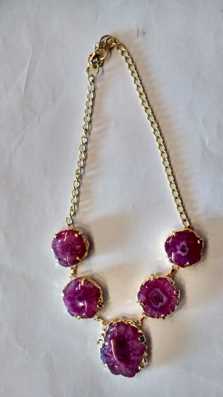 Opulent Homes Agate Necklace Pink - 1pc