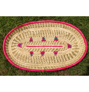 Hand Crafted Organic Multicolour Sabai Big Oval Tray
