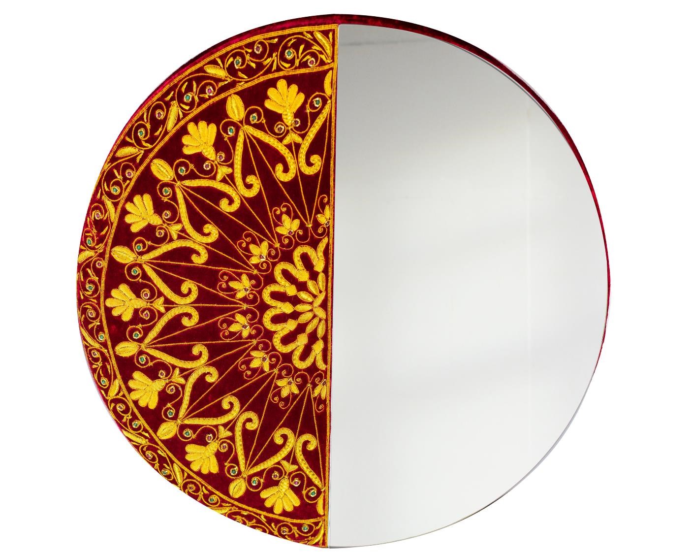 Handcrafted Zardozi Embroidered Wall Mirror Frame - Traditional Royal…
