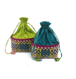 Handcrafted Woven Palm Leaf Candy Pouch Set - Pack of 4