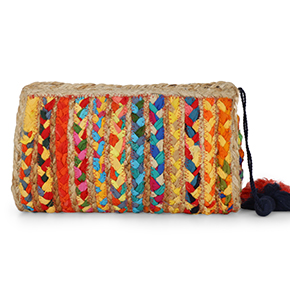 Jute and fabric Braided Purse with tassel
