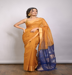 NAMEG Bright Yellow Silk Cotton Saree