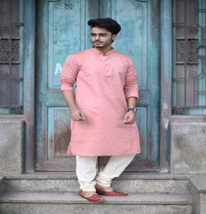 Pink Cotton Long Kurta