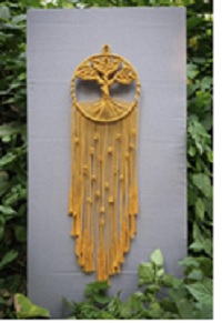 Handcrafted Macramé 'Tree of Life' Dreamcatcher - Mustard