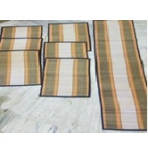 Handcrafted Organic Sabai Grass Green & White Dining Table Runner