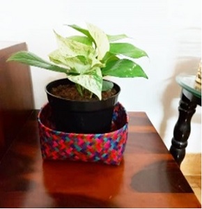 Handcrafted Recycled Plastic Woven Multicolor Storage Basket
