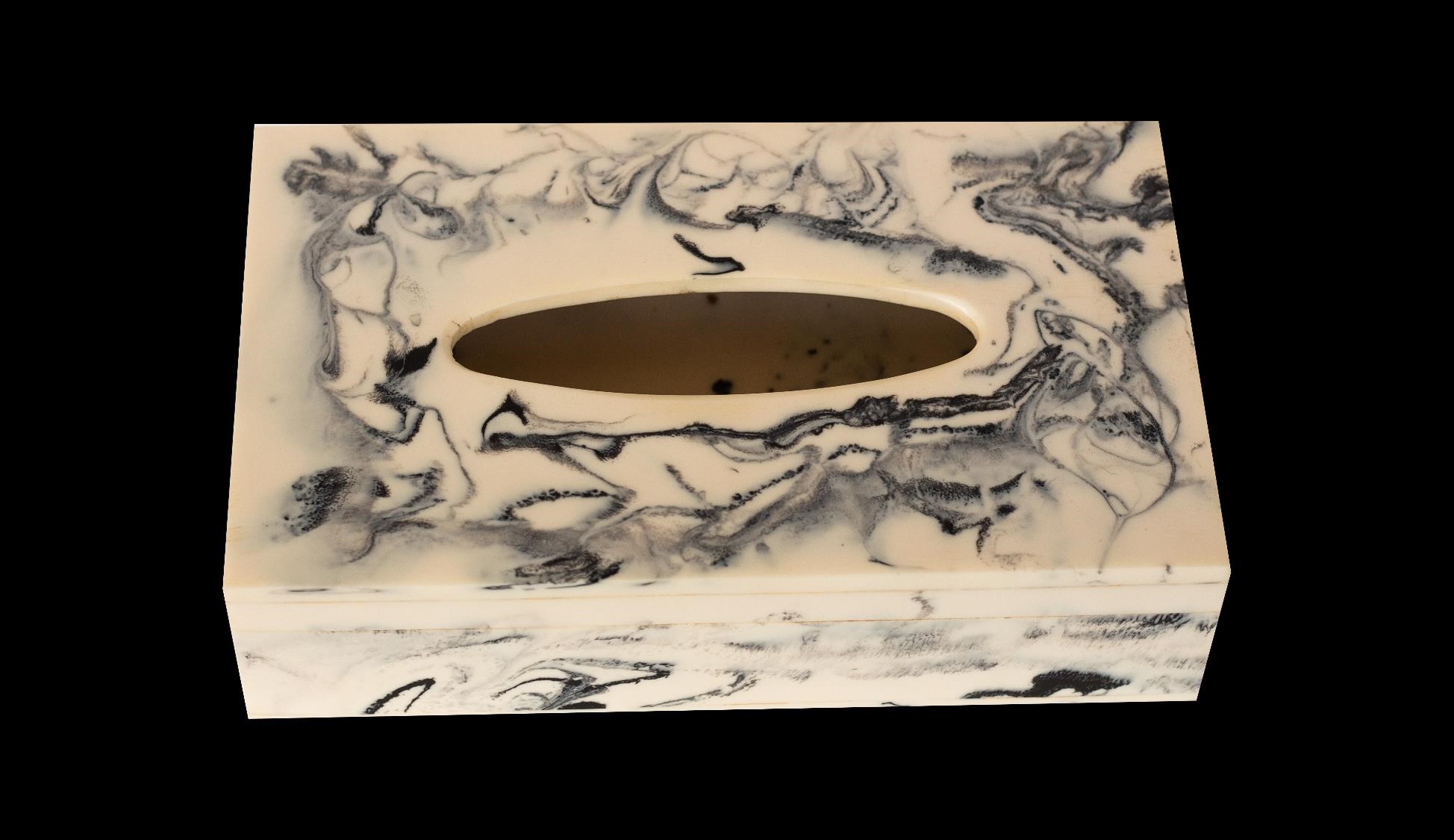 Luxury Black & White Marbleized Resin Tissue Box Cover