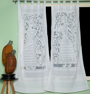 Applique , handmade curtains for door or window, King - Queen pattern,…