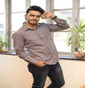 Printed Cotton Slim Fit Men's Casual Shirt with Patch Pocket
