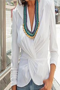 Handcrafted Blue Organic Cotton Fabric & Golden Coin Necklace