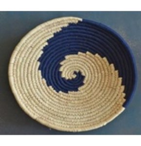 Home Decor Attractive Essential Organic Sabai Multicolour Wall Plate - Navy Blue & Natural