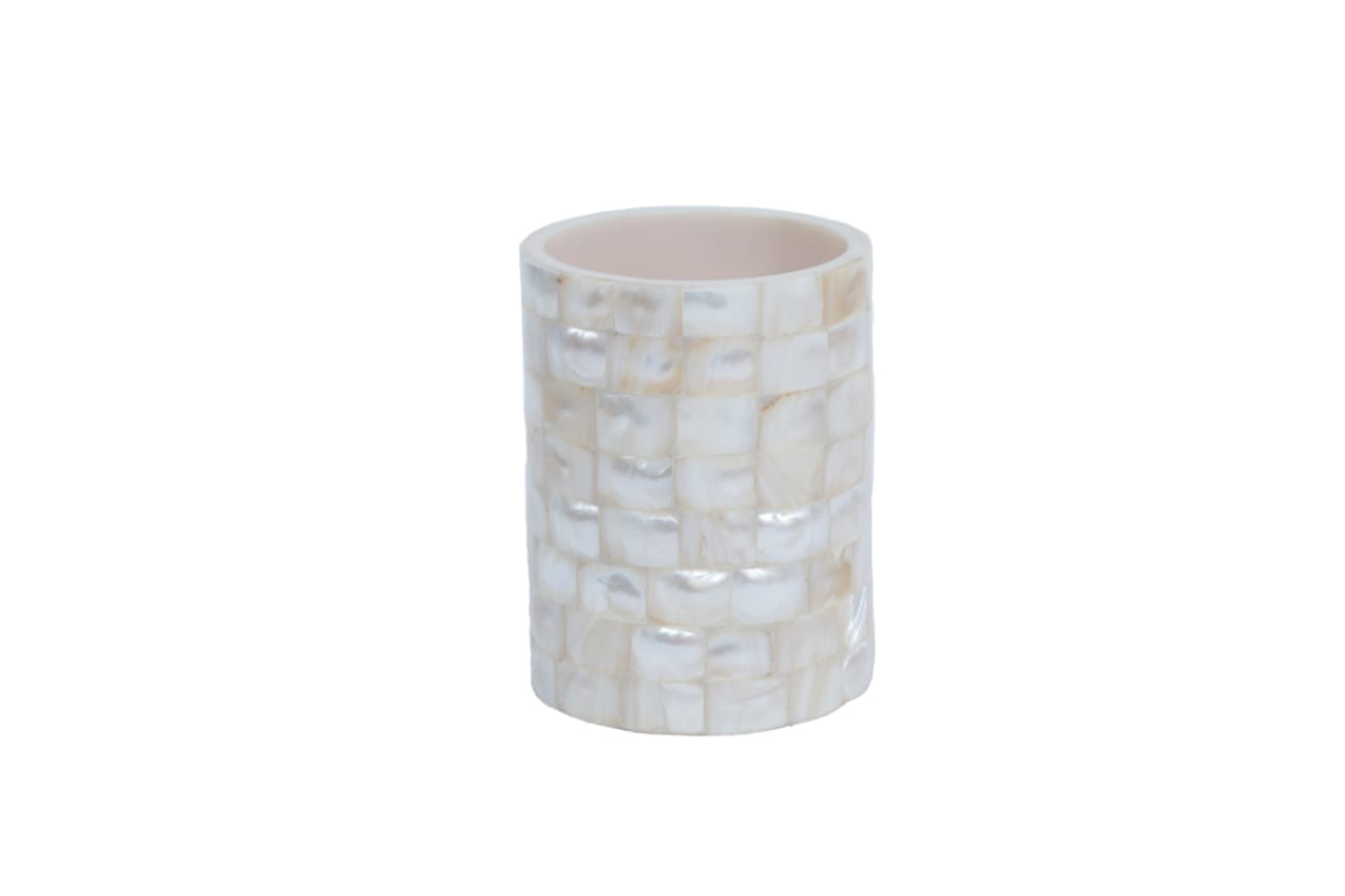 Opulent Homes Handcrafted White Mother of Pearl Toothbrush Holder &…