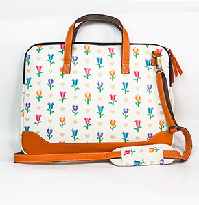 Laptop Bag -White Tulips