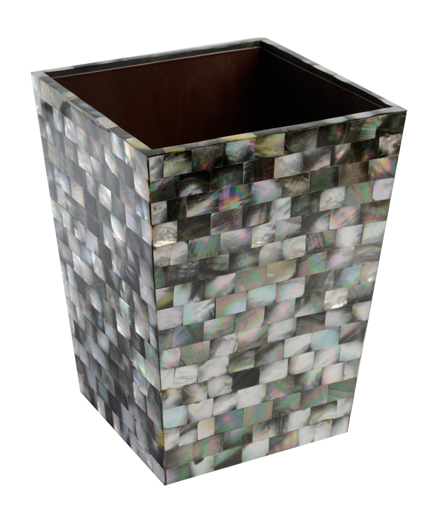 Opulent Homes Black Mother of Pearl Dustbin8 - 1pc
