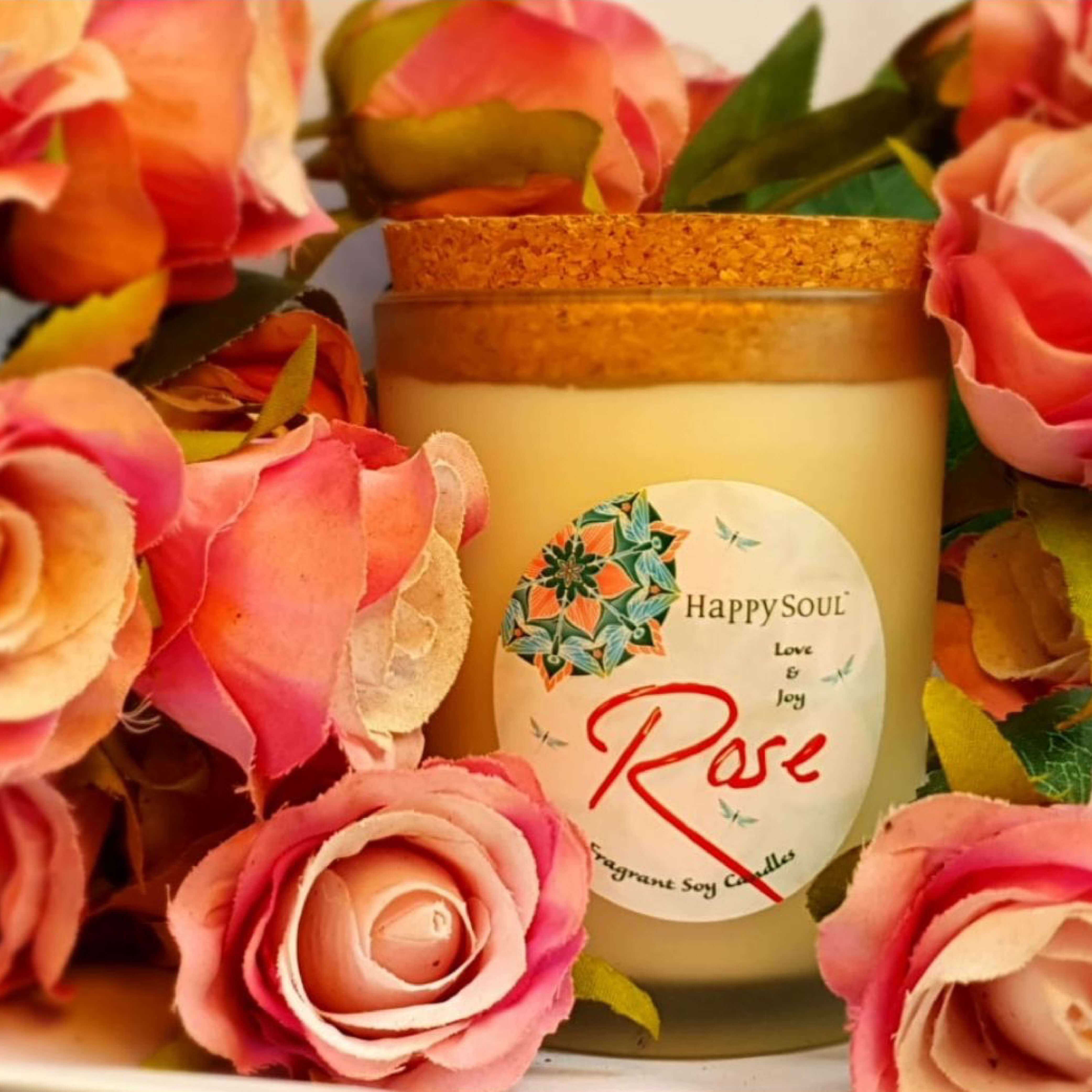 Happy Soul Love and Joy Rose Fragrant Soy Wax Candle