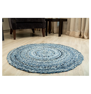 Handcrafted Recycled Denim Upcycled Braided Round Area Rug